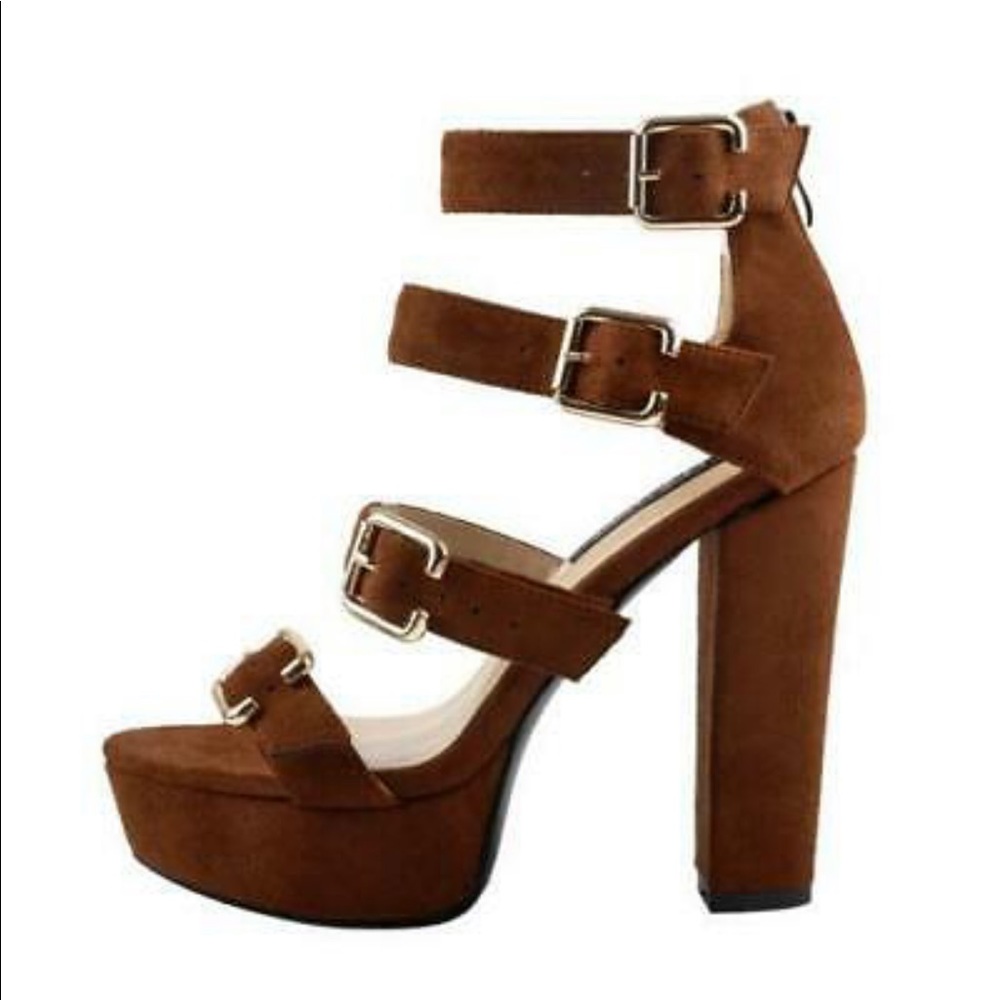 PEEP TOE PLATFORM CHUNKY HIGH HEEL GLADIATOR …
